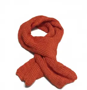 Rustic Orange Rib-Knit Scarf