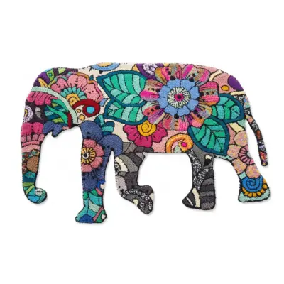 Mandala Bloom Elephant Punch Needle Rug