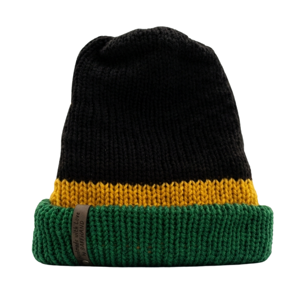 Black, Green and Gold Triple Colour Jamaican Slouchy Beanie